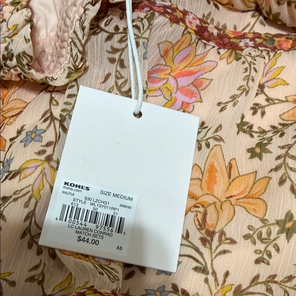 LC Lauren Conrad Peach Floral Tiered Skirt with Pink & Yellow Blooms - Picture 5 of 5